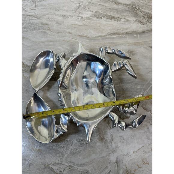Wilton Armetale Sea Life Coastal Crab Divided Serving‎ Dish Silver 12.x 12” - Picture 5 of 8